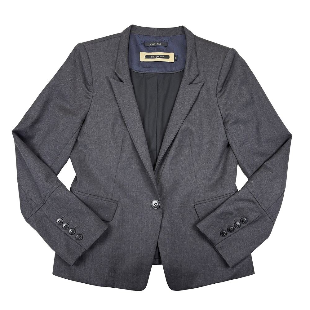 Tara Jarmon Z Victory Wool Blazer VTG Y2K Women 40 US 8 Gray Suit Jacket France